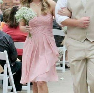 Short Crinkle Chiffon Dress w Front Cascade